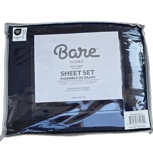 Bare Home 4 Pcs Split King Navy Premium Microfiber Sheet Set